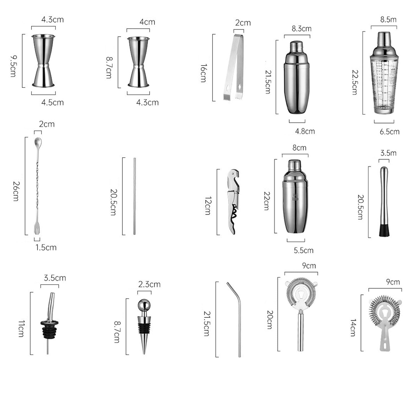 Kit Barman Professionale in Acciaio 9 Pezzi Set Cocktail Shaker con Cucchiaio da Bar Tutti Gli Accessori Essenzial kit da barista per Casa Bar Festa,Regalo per Donna Uomo per Mescolare Bevande,