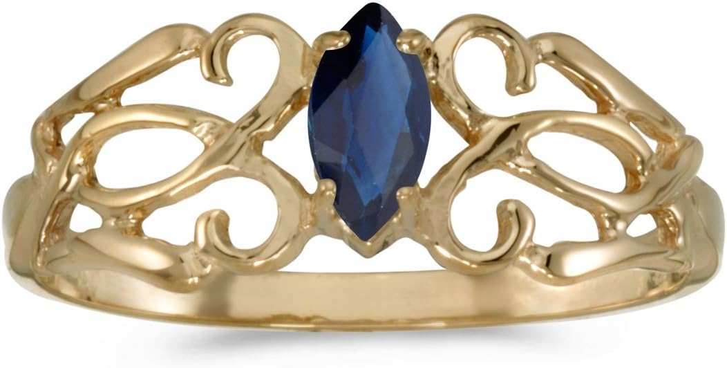 10k Yellow Gold Marquise Sapphire Filagree Ring