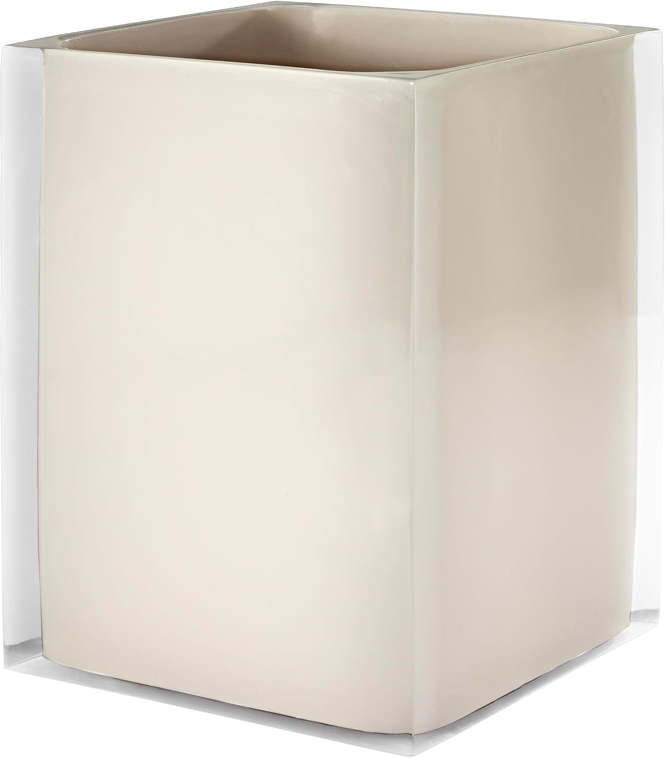 Izod – Wastebasket, Clear Hand-Painted Resin with Linen Interior and Modern Design, Contemporary Home Decor – Perfect for Bathroom, Bedroom, Kitchen or Office (Marina)