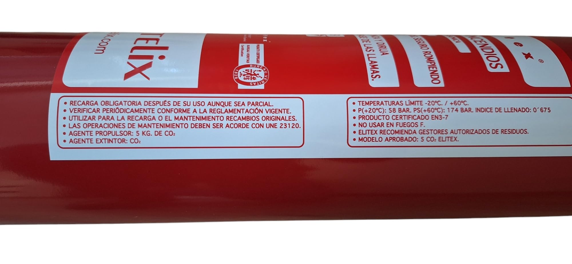 Ferretelix. Extintor CO2 5 kgs homologado eficacia 89B