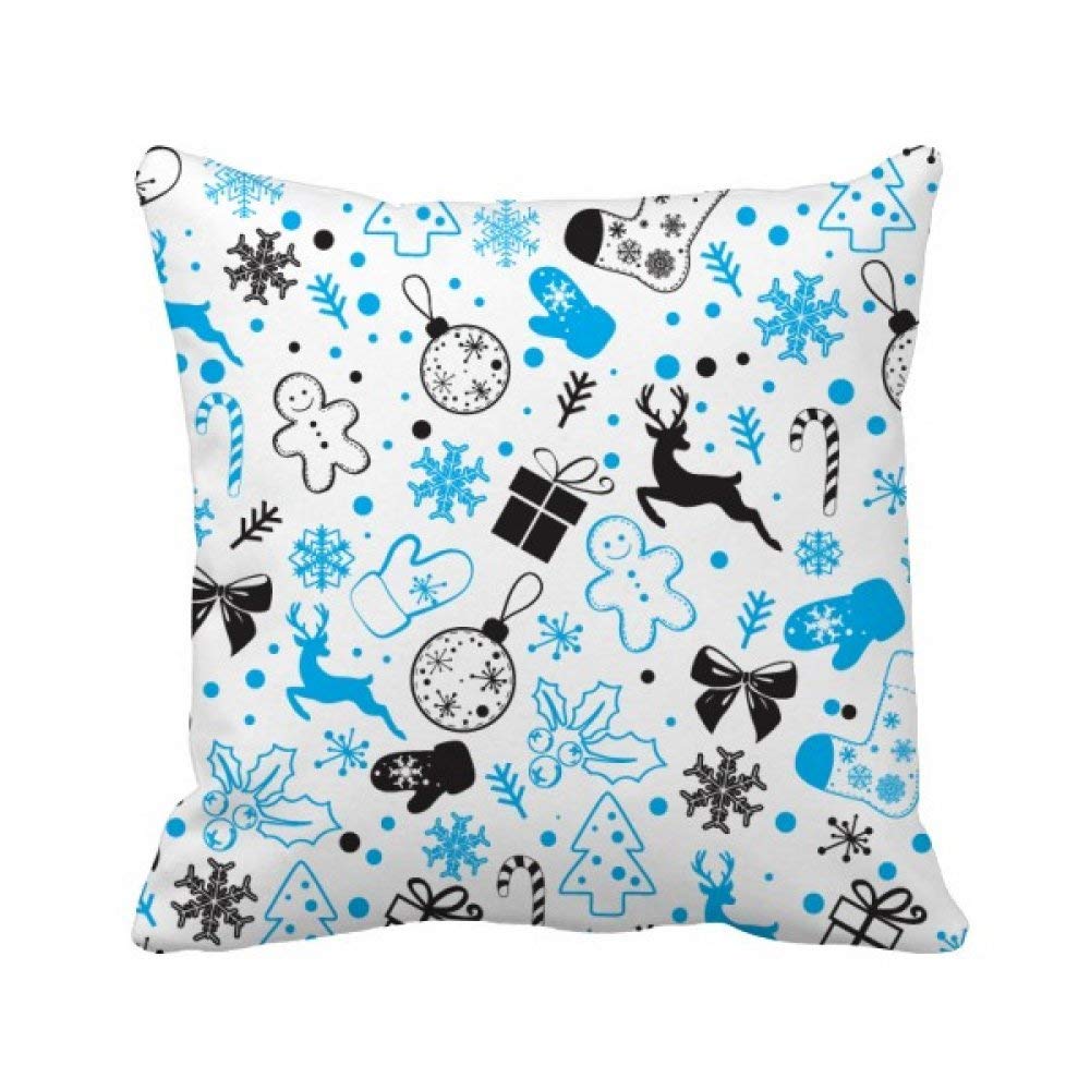 Housse de coussin Noël élan flocon carrée 45x45 cm en coton