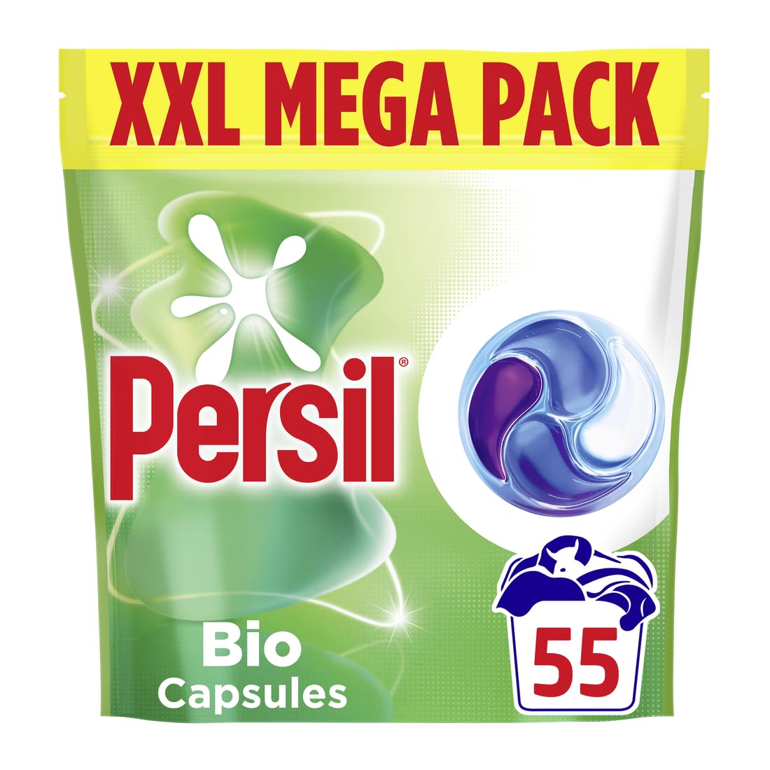 Persil Bio 4-in-1 Laundry Capsules 55 Washes | Removes tough stains, lifts stains first time, nano-power technology, fast dissolving, effective in quick & cold washes