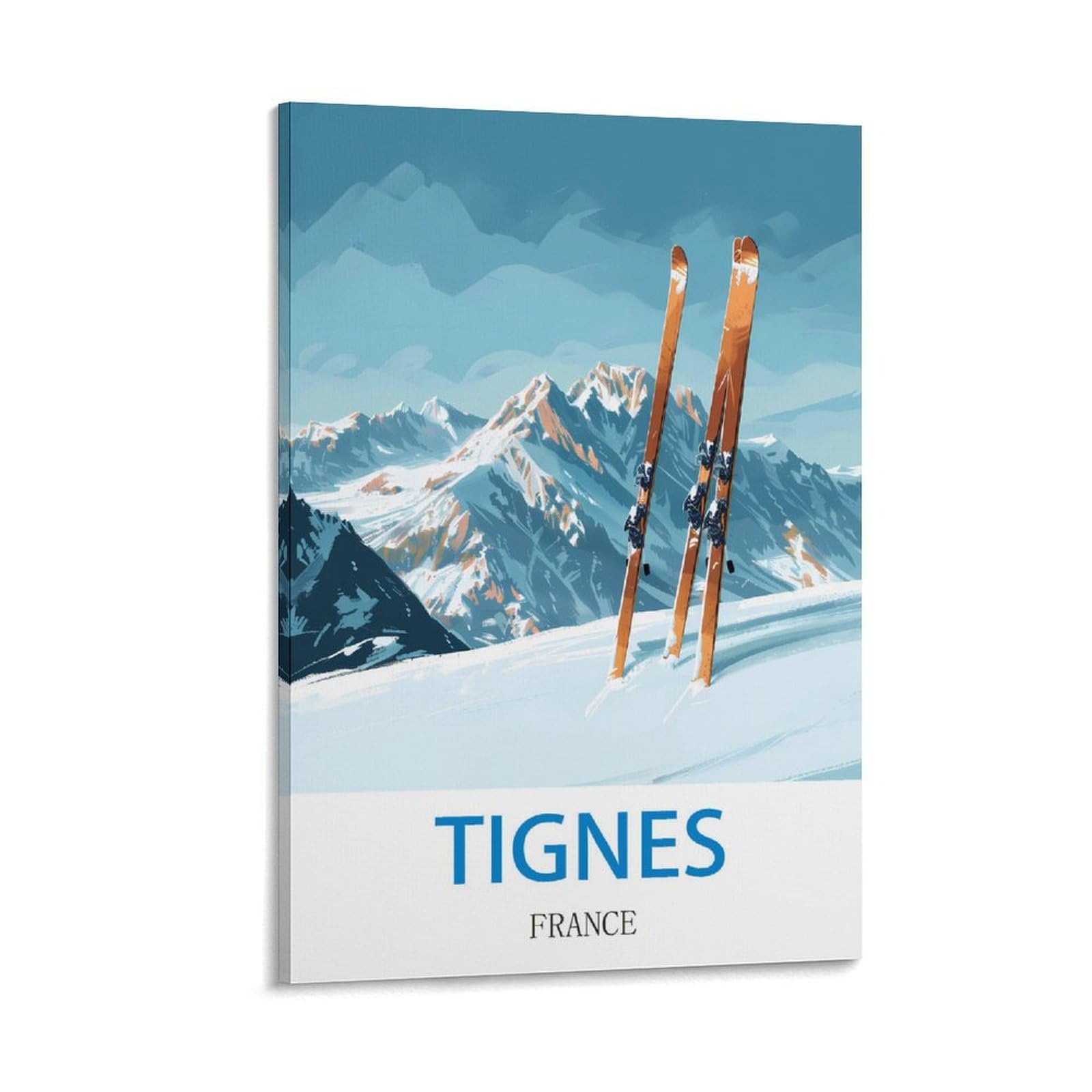 Ndoud Frame-Style Tignes France Vintage Travel Posters Ski 12X18inch(30X45cm) Wall Art Picture Print Canvas Painting For Living Room Home Decor