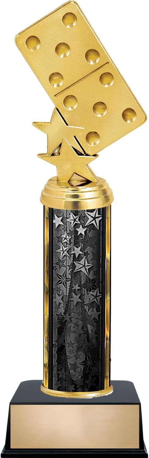 Crown Awards Customizable 11" Dominoes 10 Spots Black Star Trophy Award, Engrave Now
