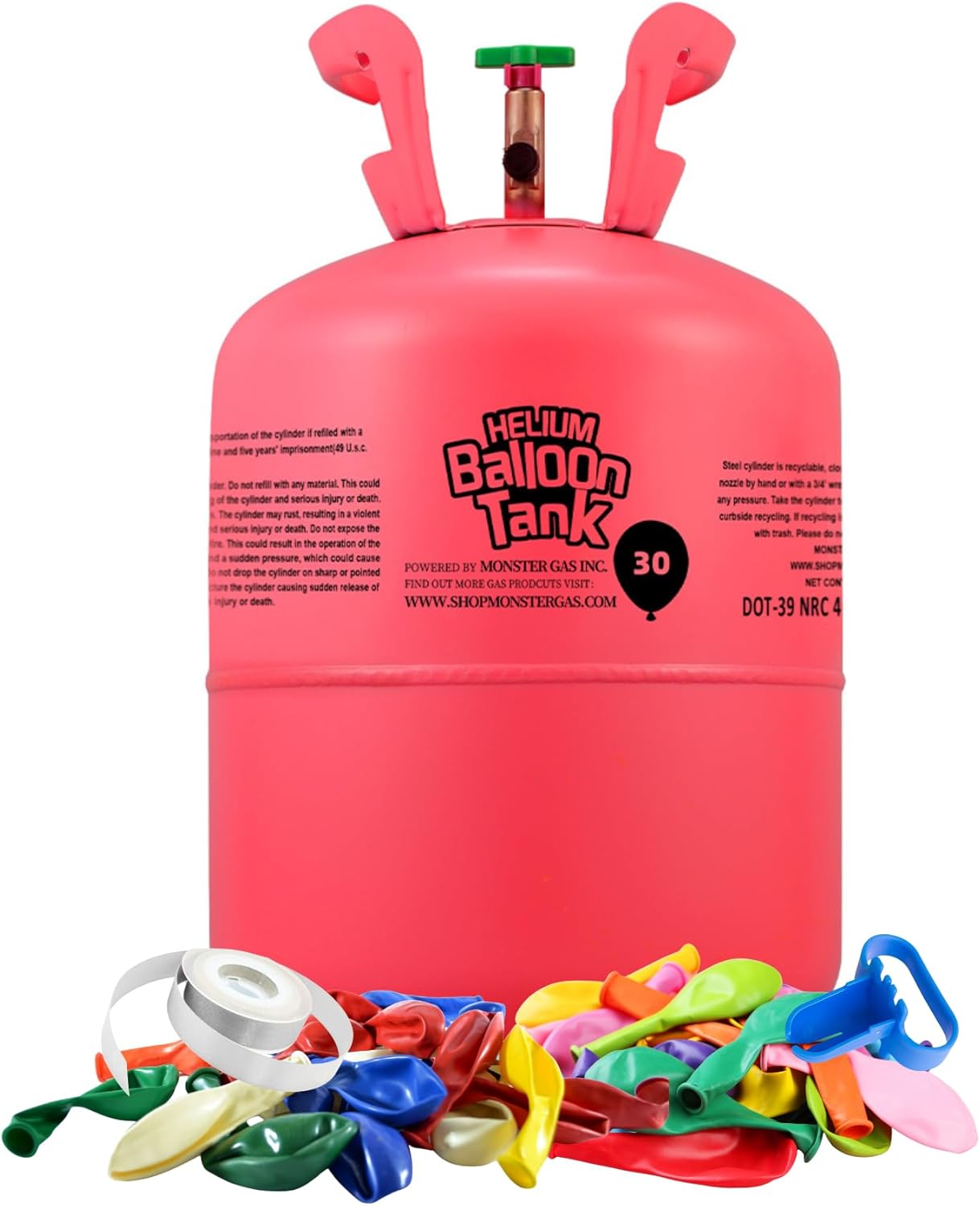 Monster Gas 7L Helium Tank For Balloons At Home, Balloon Helium Tank Up To 30 Latex Balloons