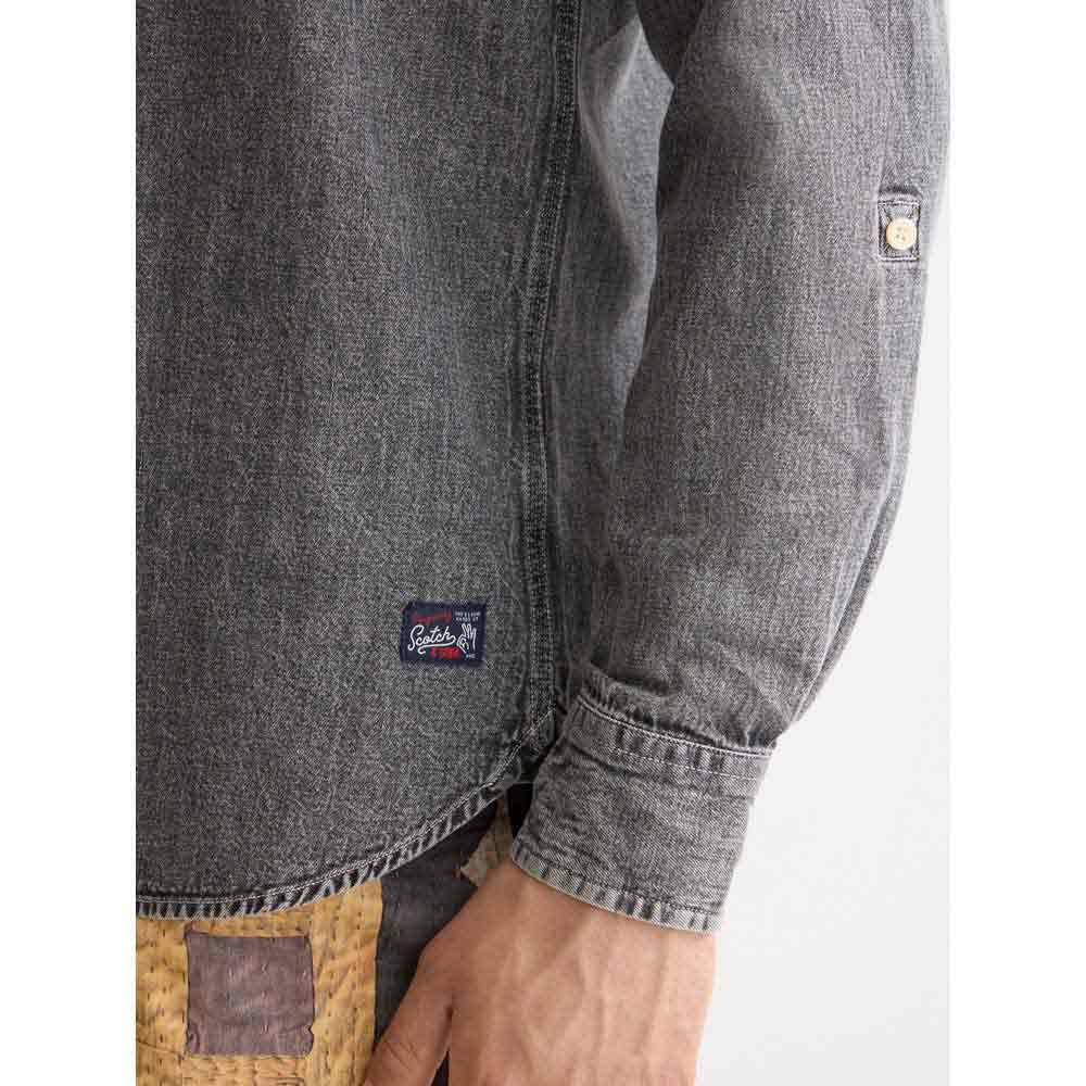 Scotch & Soda Washed 1 Pocket Black Denim Shirt Camisa Hombre