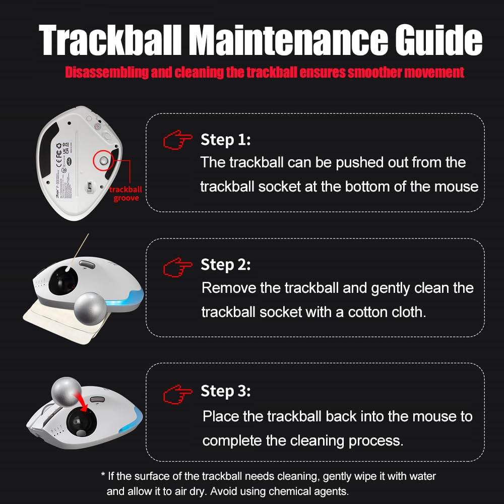 zelotes Souris Trackball,Souris sans Fil Bluetooth,Rechargeable,4800DPI,8 Boutons,BT5.0/3.0+2.4G,Connexion De 3 Appareils,Conception Ergonomique,pour PC,Pad,Tablets