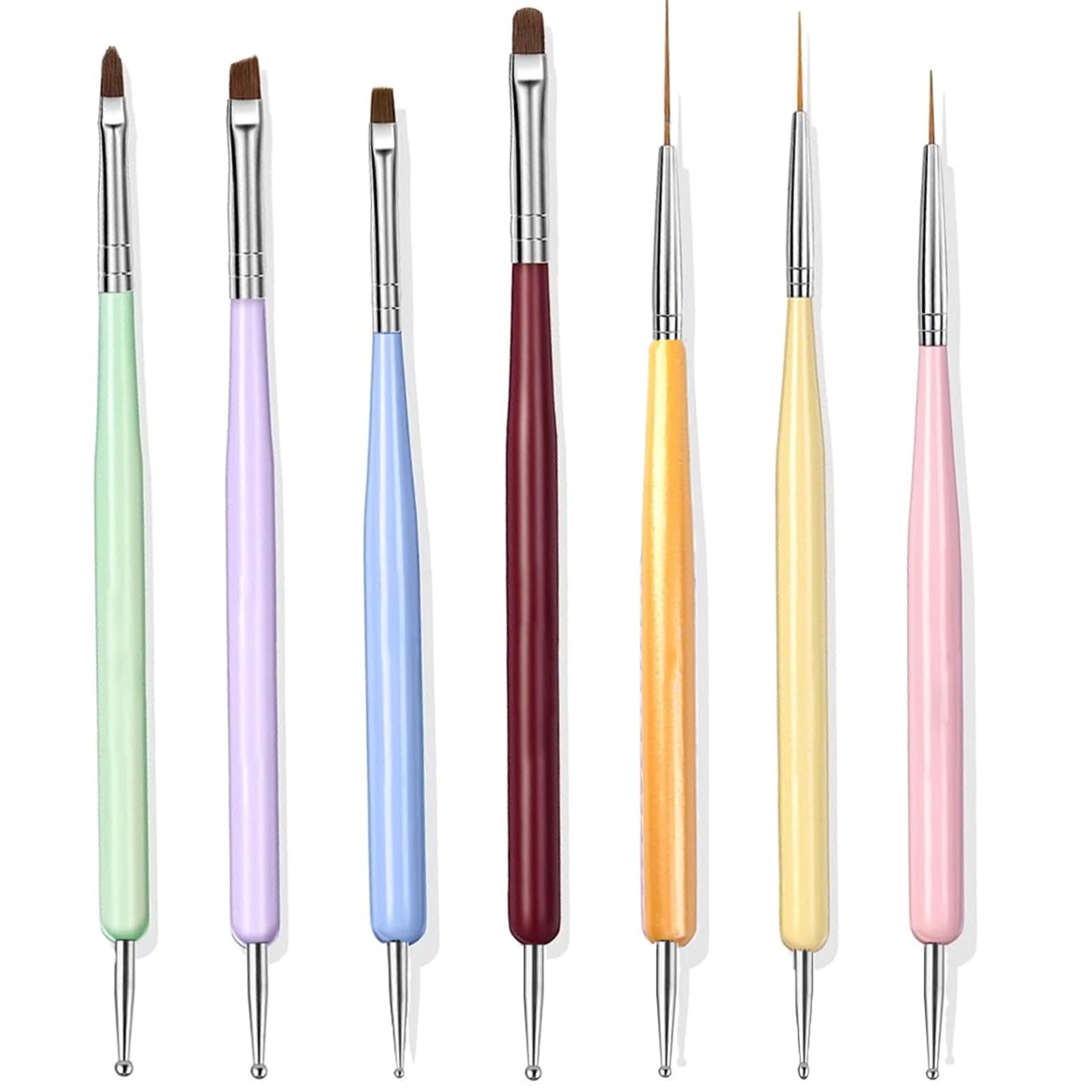 7 Nail Art Pinsel Set für Enthält Nagellackpinsel, Nailart-Malpinsel, Nagelliner-Pinsel, Nagelverlängerungsgelpinse Builder-Gelpinsel sowie Mehrfach-Dotting-Pens für kreative DIY-Nailart.