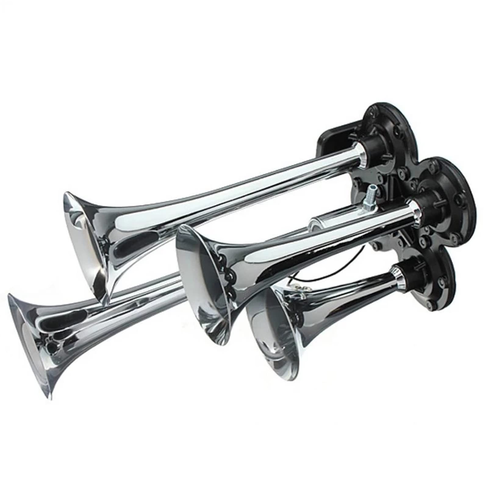 150.2db 12v / 24v Chrome Super Fort Kit De Corne à 4 Trompons De 4 Trompettes Universelle pour Camion Camion Bateau Moto Cornes