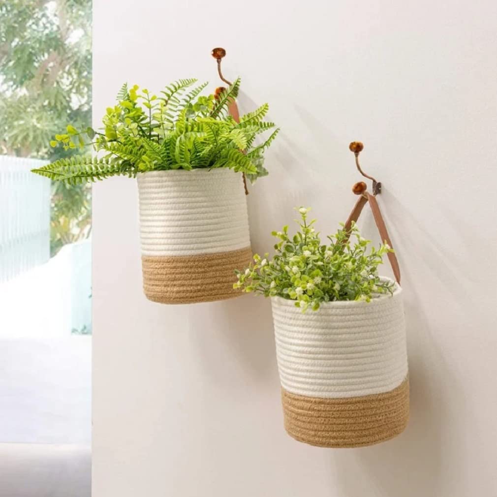 AIESY® - Live Beautiful ! Handcrafted Decorative Hanging Baskets, Gardening Pot, Patterns for Plantation & Home Decoration 2 Pcs Set (Beige/White) (B0CWMJ3M6T) Amazon Price History, Amazon Price Tracker