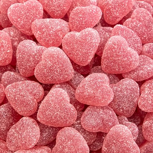 Cherry Jelly Hearts, Sour Candy, Dye Free Candy Hearts, 1 Lb Bag