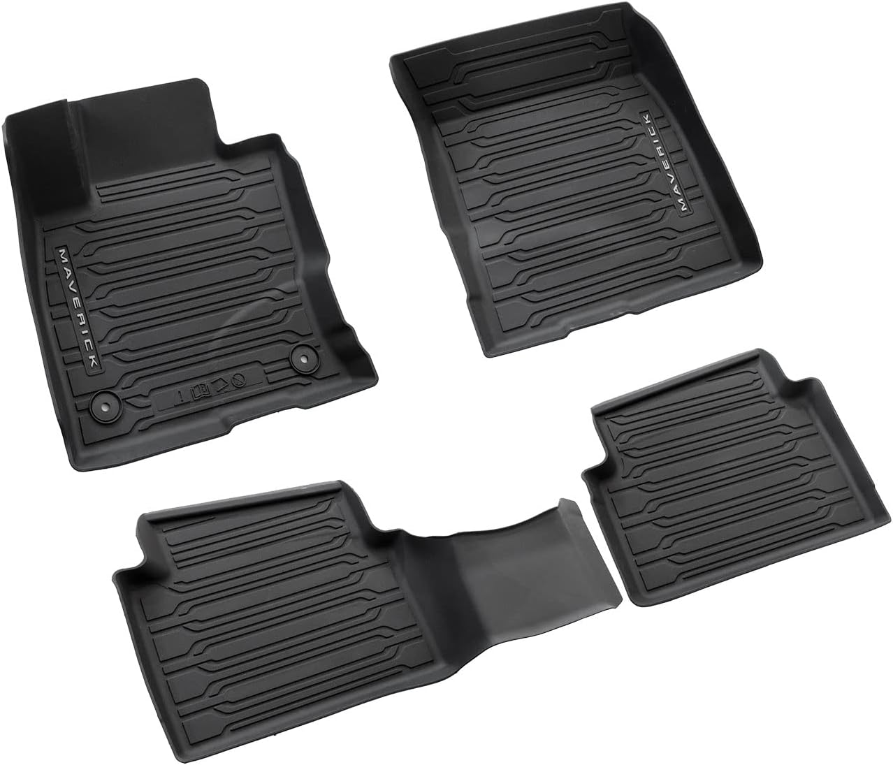 OEM Front & Rear Black Rubber Floor Mat Liners for 2022-2025 Ford Maverick 2.0L Gas Engine