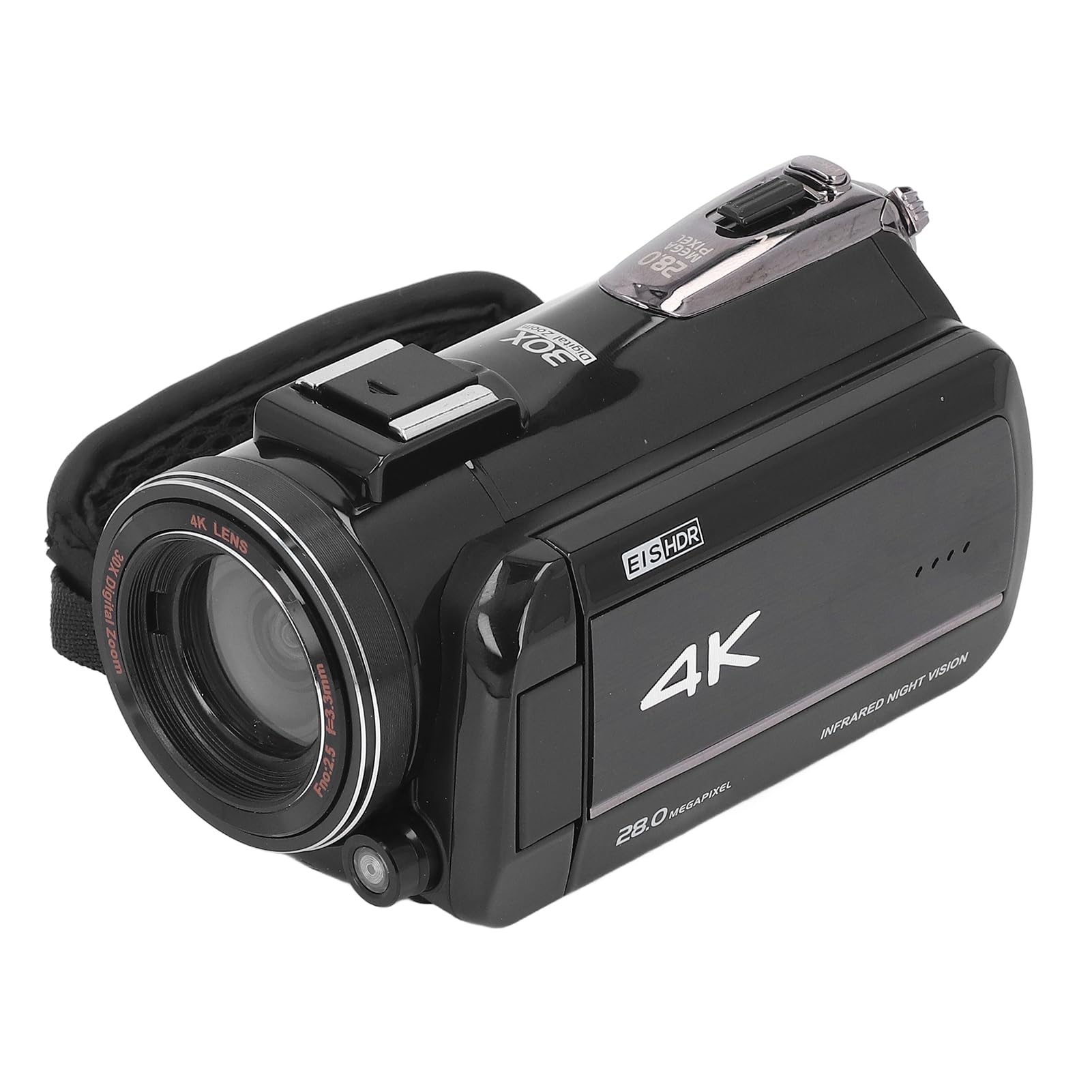 Videocamera 4K, Registratore per Fotocamera Digitale da 28 MP con Touch Screen da 3,0 Pollici, Rotazione di 270 Gradi, Zoom Intelligente 30X, Anti-vibrazioni, Doppi Microfoni,
