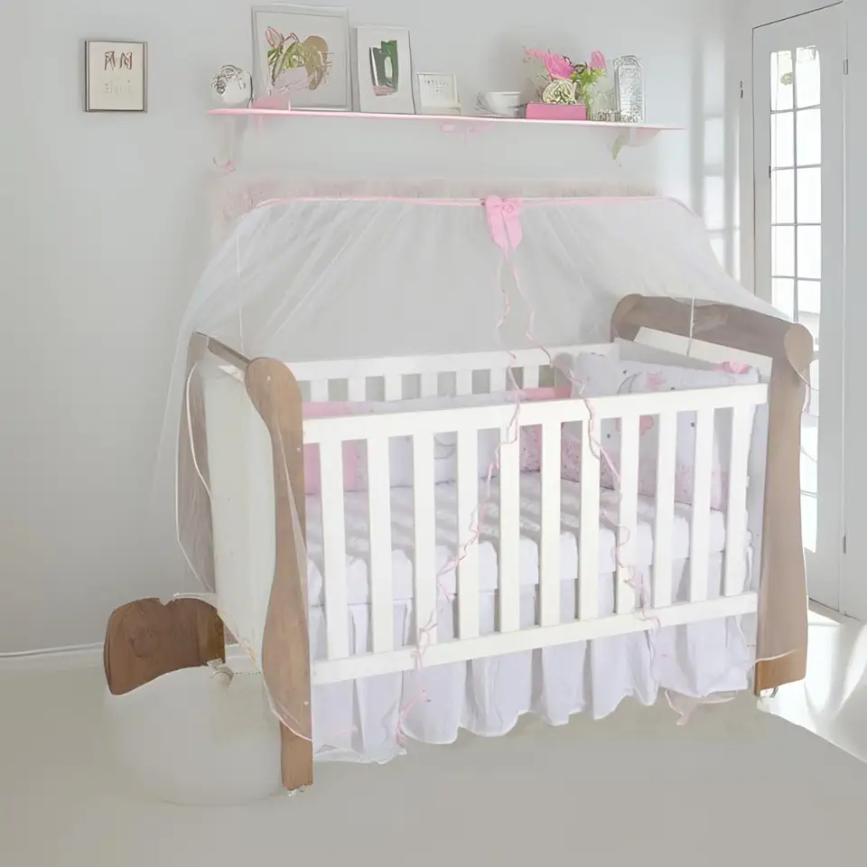 Mosquiteiro de Berço Americano para Varal Inteiro Bebê Rosa
