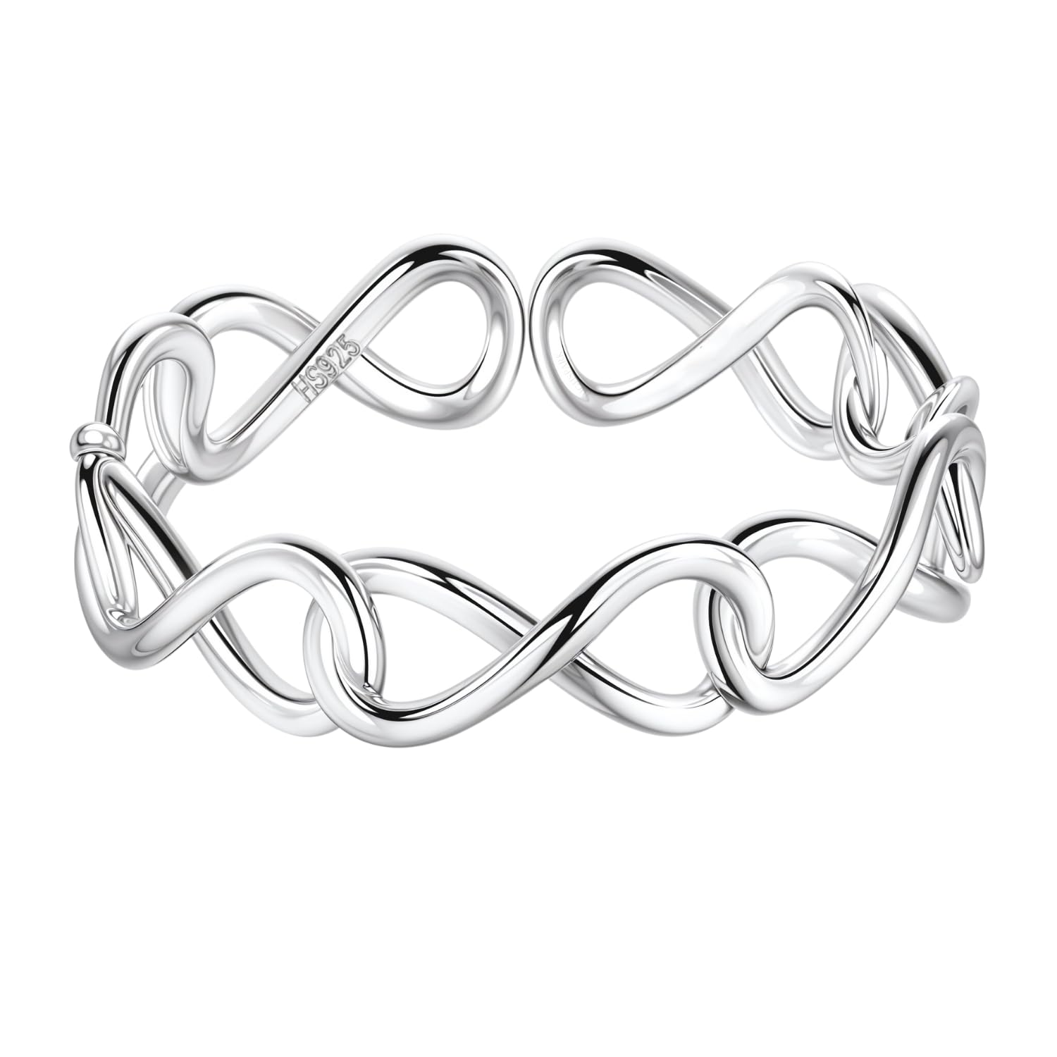 HighSpark 925 Sterling Silver Rings | Adjustable Contemporary Style | Lovely Gift for Women & Girls - Hollow Infinity (B0CBKX333H) Amazon Price History, Amazon Price Tracker