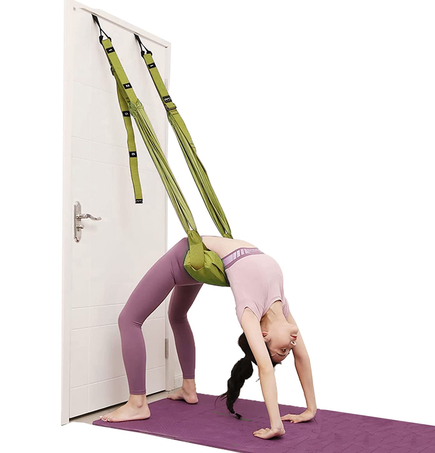 Yoga Fitness Stretching Strap with Cushion, Adjustable Leg Stretcher Back Bend Assist Trainer Improve Leg Waist Back Flexibility Home Gym Equipment for Pilates Ballet Split Gymnastics Rehab