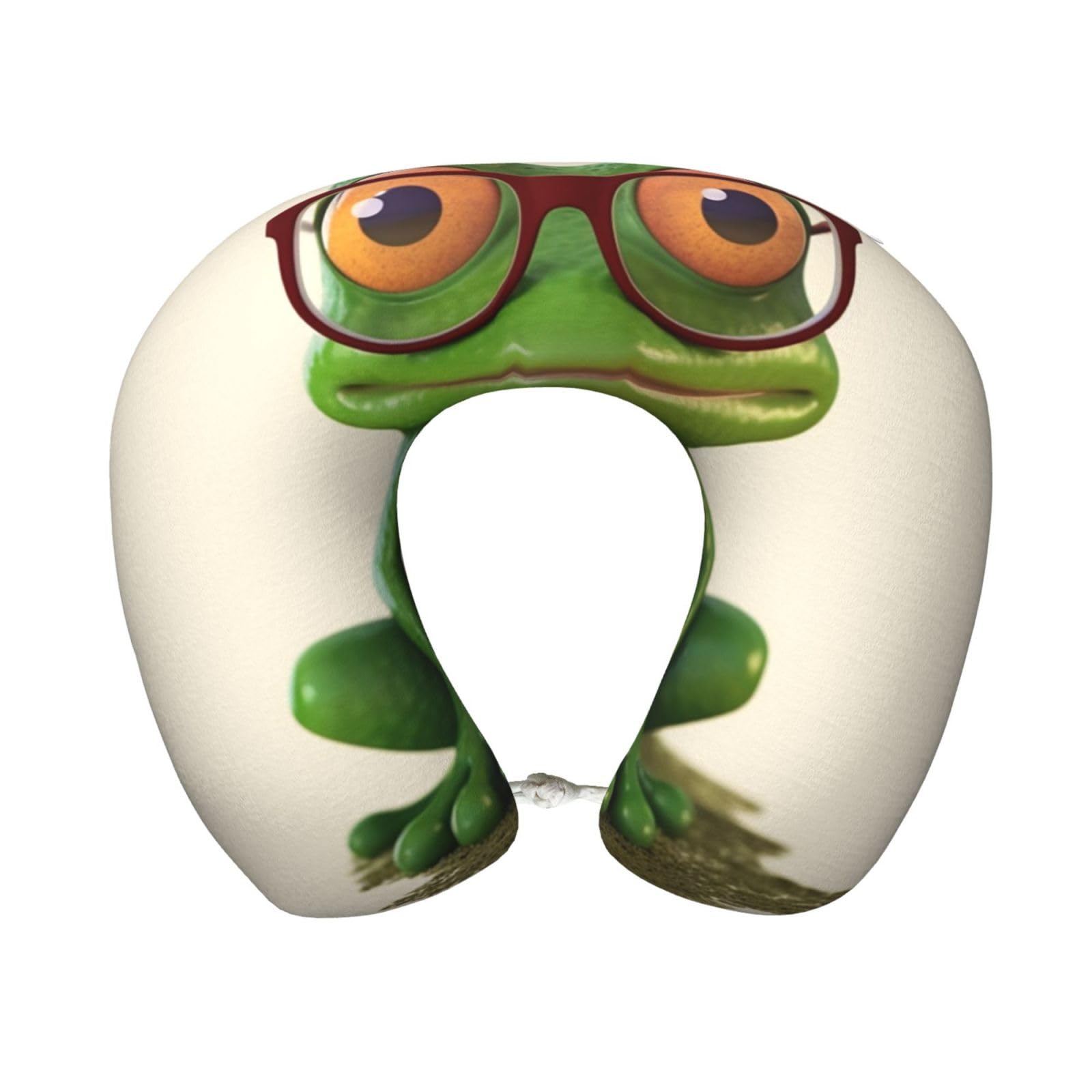 FekiLoot Travel Pillow for Sleeping, Frog Wearing Glasses Travel Neck Pillow Comfortable U Shape Memory Foam Neck Rest Support Portable Travel Accessories Suitable for Airplane Car Office