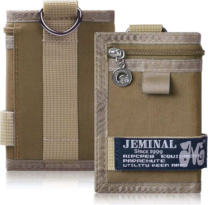 JEMINAL Trifold Canvas Wallet for Men Outdoor Sports Wallet with Keychain, Multiple Card Slots, ID Window, Lightweight Nylon Casual Wallet, Blue