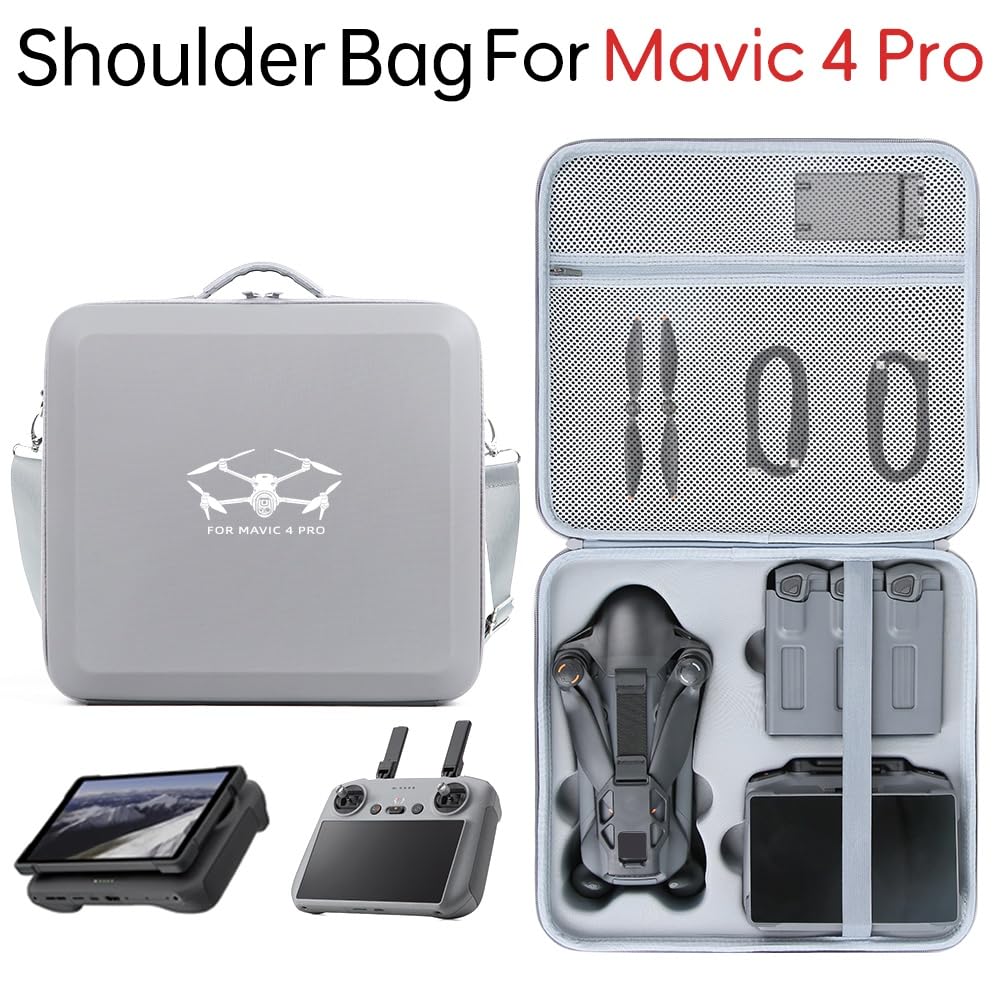 Custodia da viaggio per Mavic 4 Pro RC PRO2/RC 2, zaino organizer per il trasporto e lo stoccaggio del telecomando del drone, custodia a tracolla in PU EVA (solo custodia) (Nero)