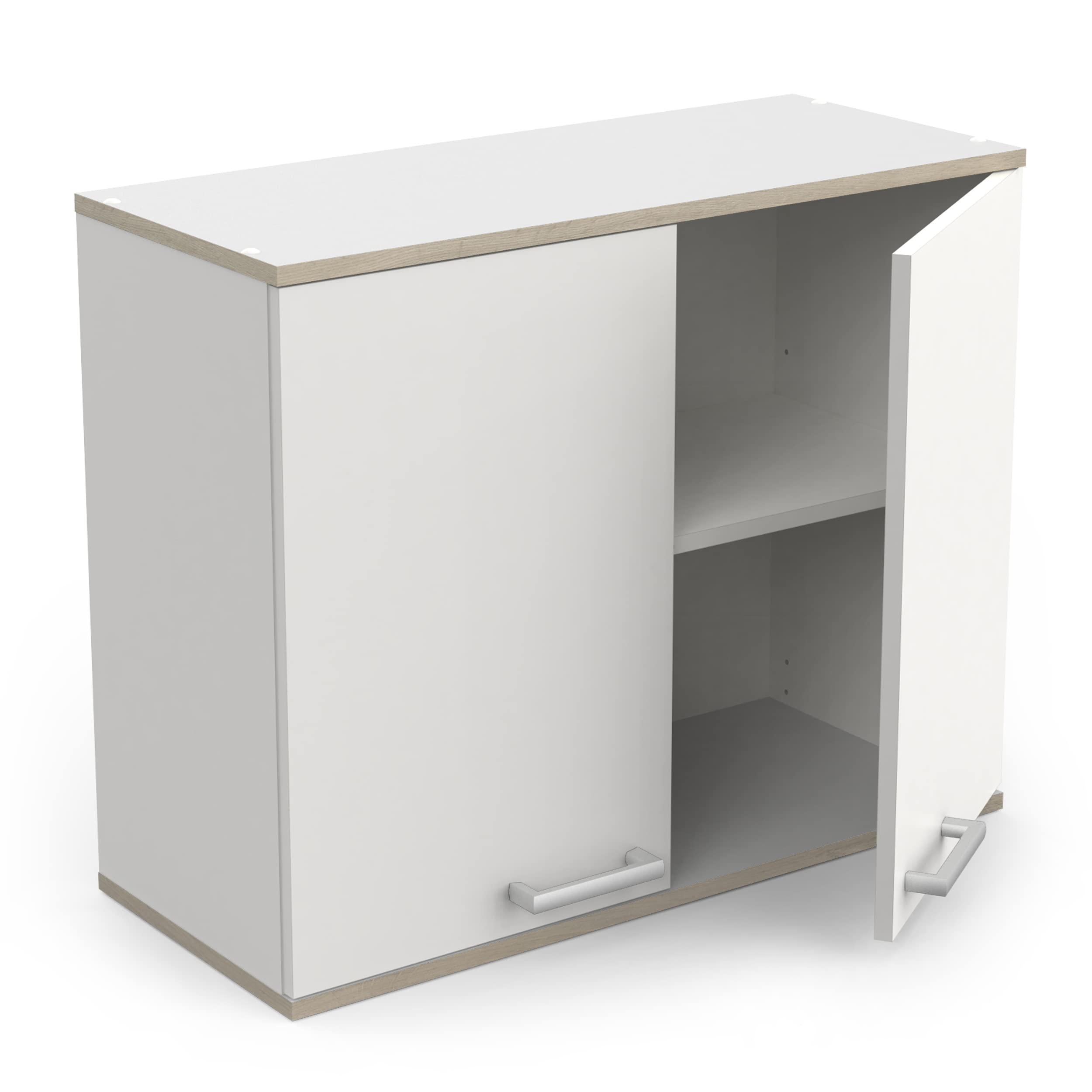 habeig Küche, Küchenschrank, Kompaktküche, variabel aufbaubar, Singleküche, 65kg! schwer, mit Arbeitsplatte, Weiss, Eiche, 180x60x85cm (LxTxH) (300433)
