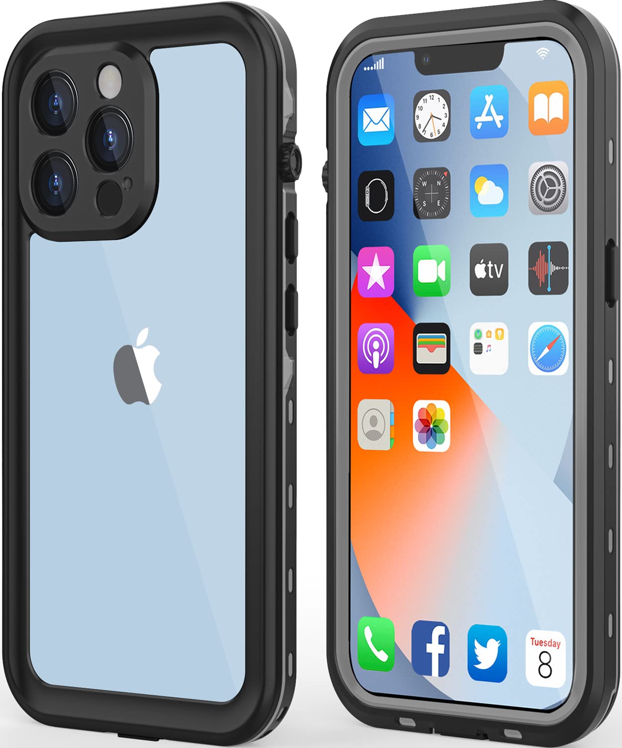 Coque imperméable iPhone 13 Pro Max anti-rayure protège objectif photo noir - 8