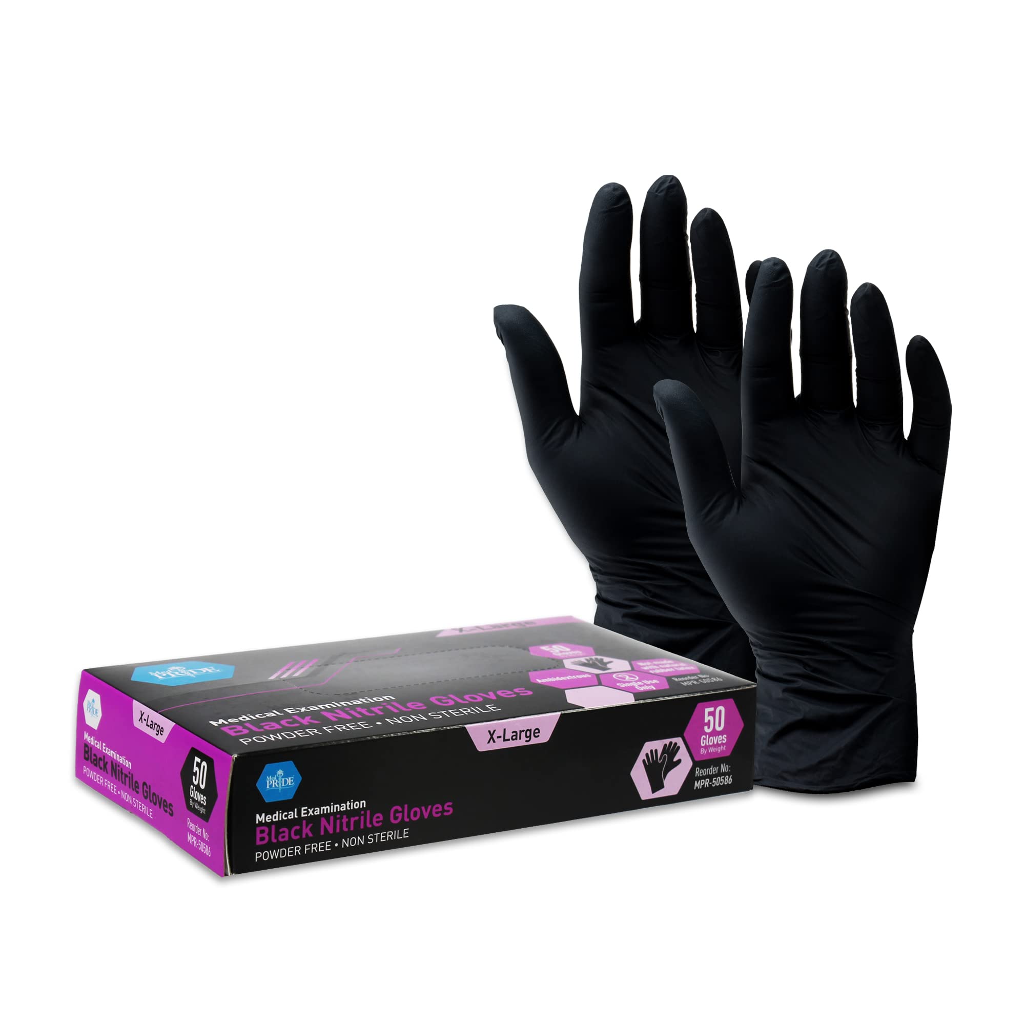 Buy MED PRIDE Black Nitrile Exam Gloves 4 Mil Thick Disposable Latex
