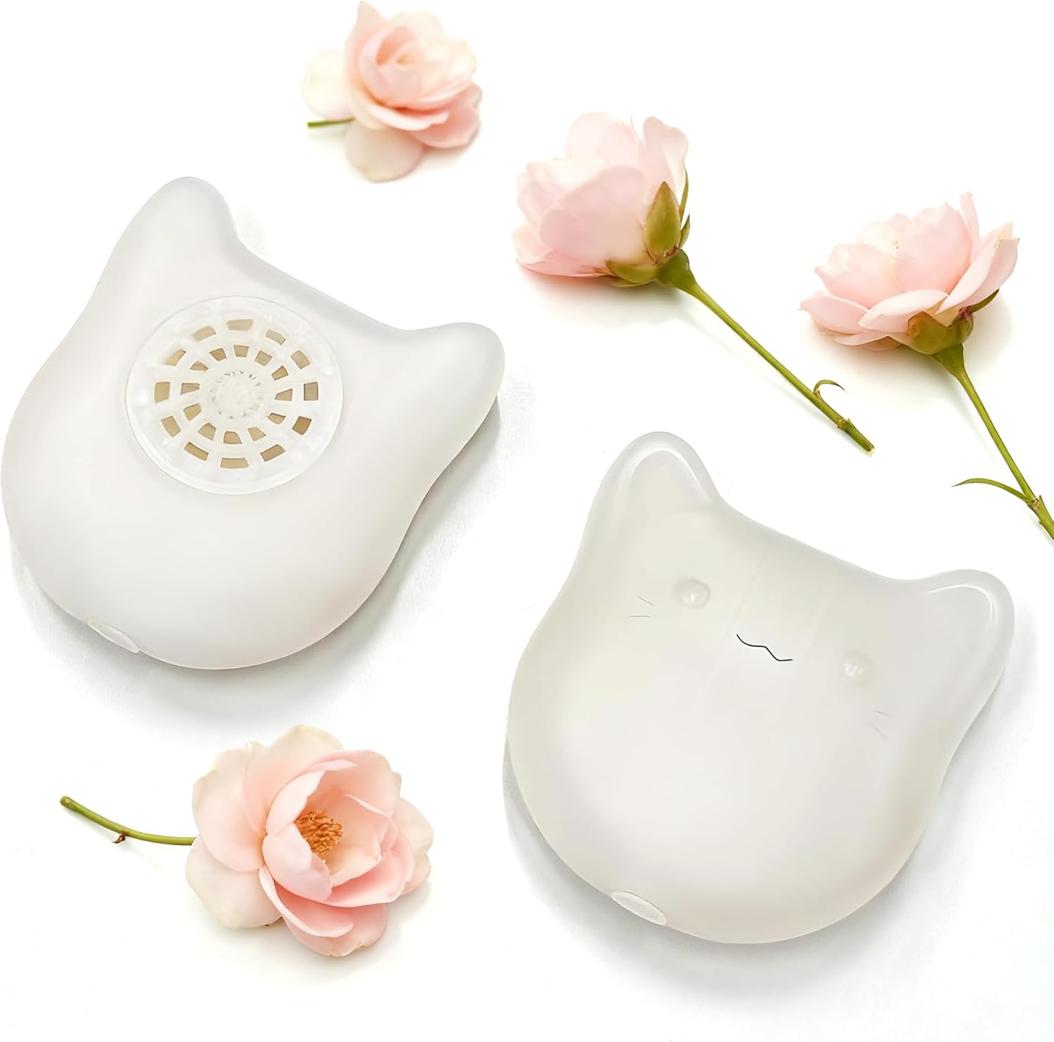 NewKe Pet Odor Deodorizer for Cumrige Self Cleaning Litter Box, Odor Eliminator Compatible with Fumoi Automatic Cat Litter Box, Camellia Flower Scent, Cute Cat Shaped Design, Fragrance Refills, 2 Pack