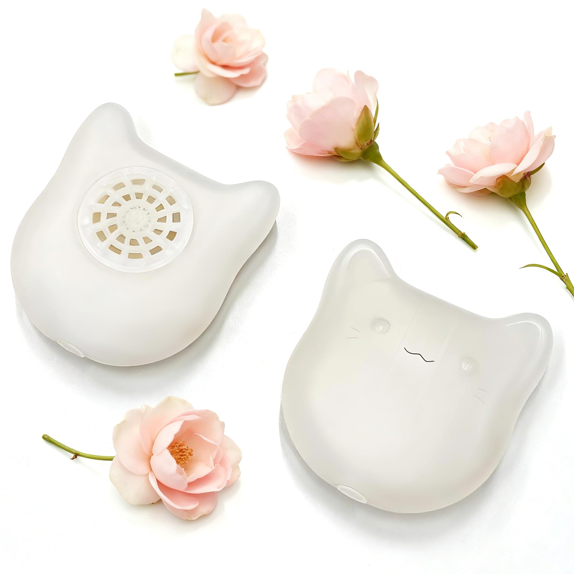 NewKe Pet Odor Deodorizer for Cumrige Self Cleaning Litter Box, Odor Eliminator Compatible with Fumoi Automatic Cat Litter Box, Camellia Flower Scent, Cute Cat Shaped Design, Fragrance Refills, 2 Pack