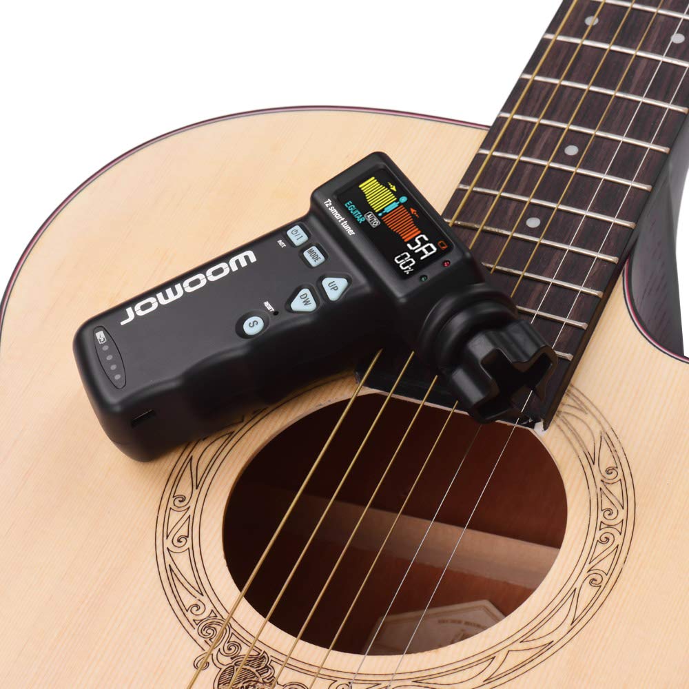 Karlak Afinador de guitarra, T2, afinador de guitarra inteligente multifuncional, bobinador de cuerdas para guitarra, ukelele, afinación cromática, batería de litio recargable integrada