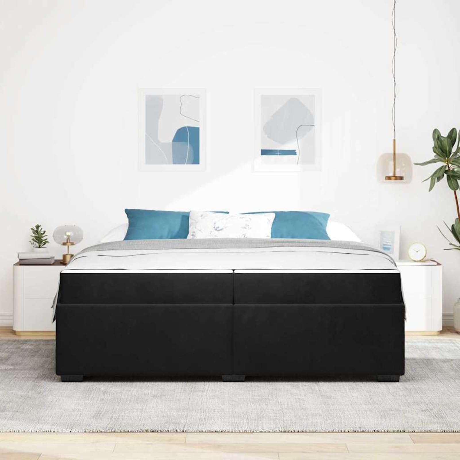 Gecheer Struttura del letto con materasso Nero 200 x 200 cm Velluto E2