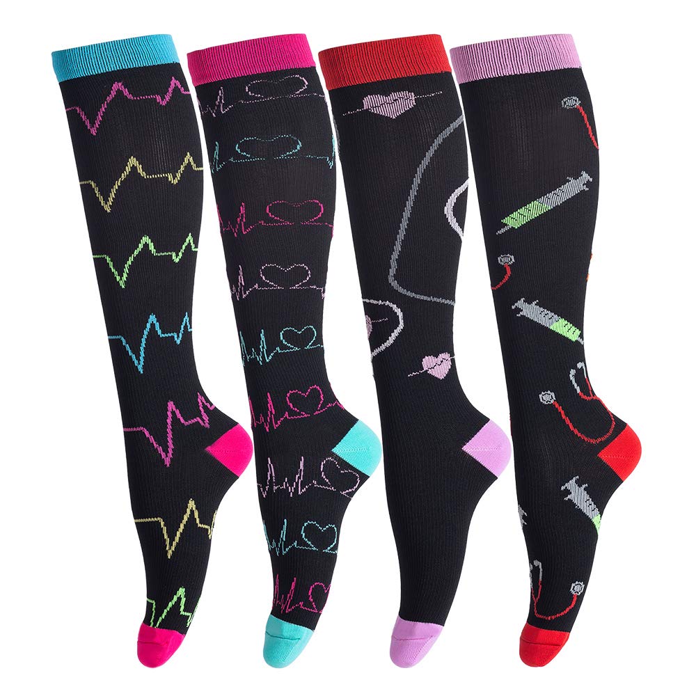 LEOSTEPCompression Socks for Women & Men Circulation,Long Stockings Support for Nurses, Pregnant, Hiking, Riding, Running
