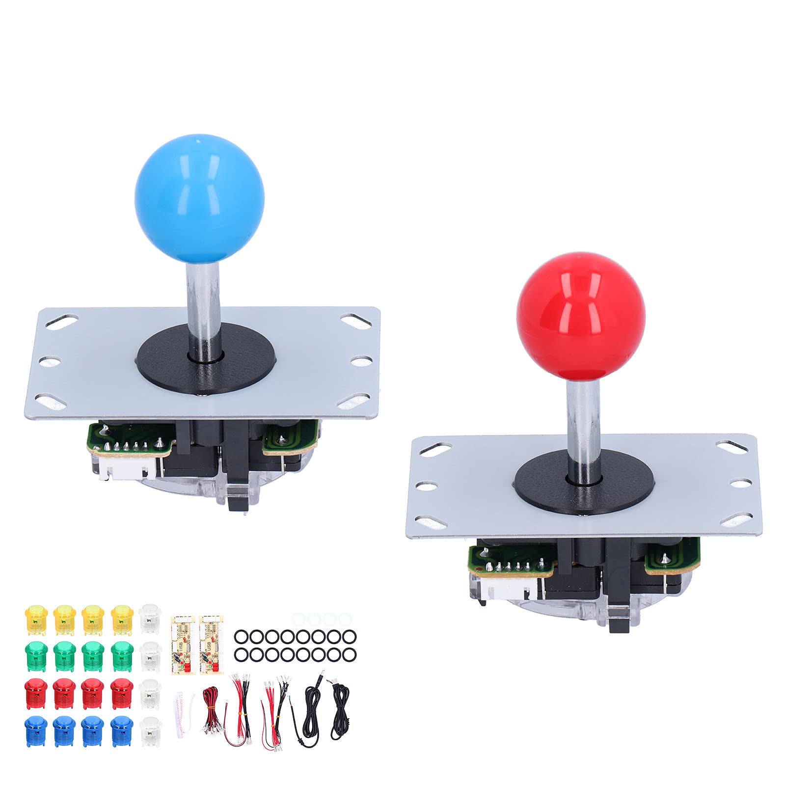 Zestaw Części do Gier dla 2 Graczy, w Tym 2 Joysticki 20 Przycisków LED Koder USB 2xZero Delay dla Konsoli do Gier/