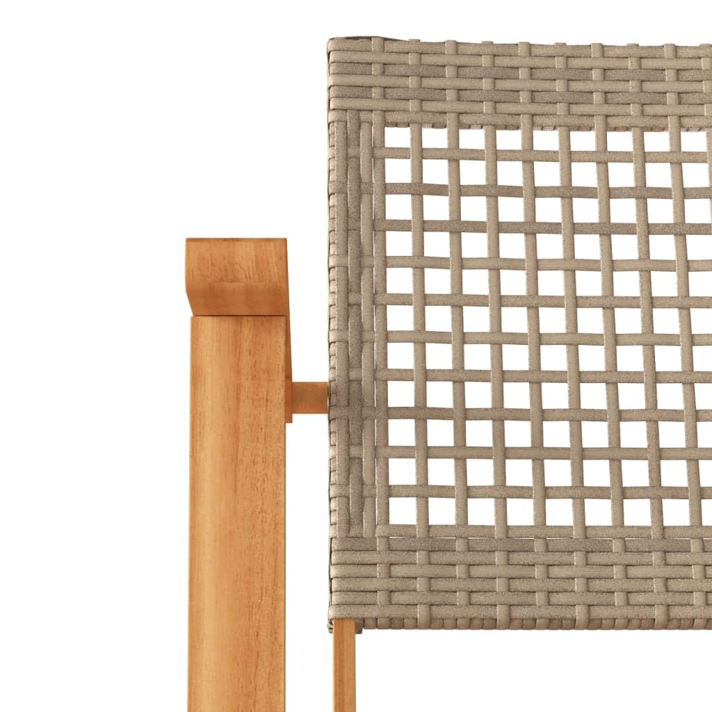Set 2 Sedie da Giardino Polyrattan Legno Acacia Beige | Sedute da esterno ergonomiche con braccioli in acacia per relax in balcone, terrazzo o giardino.
