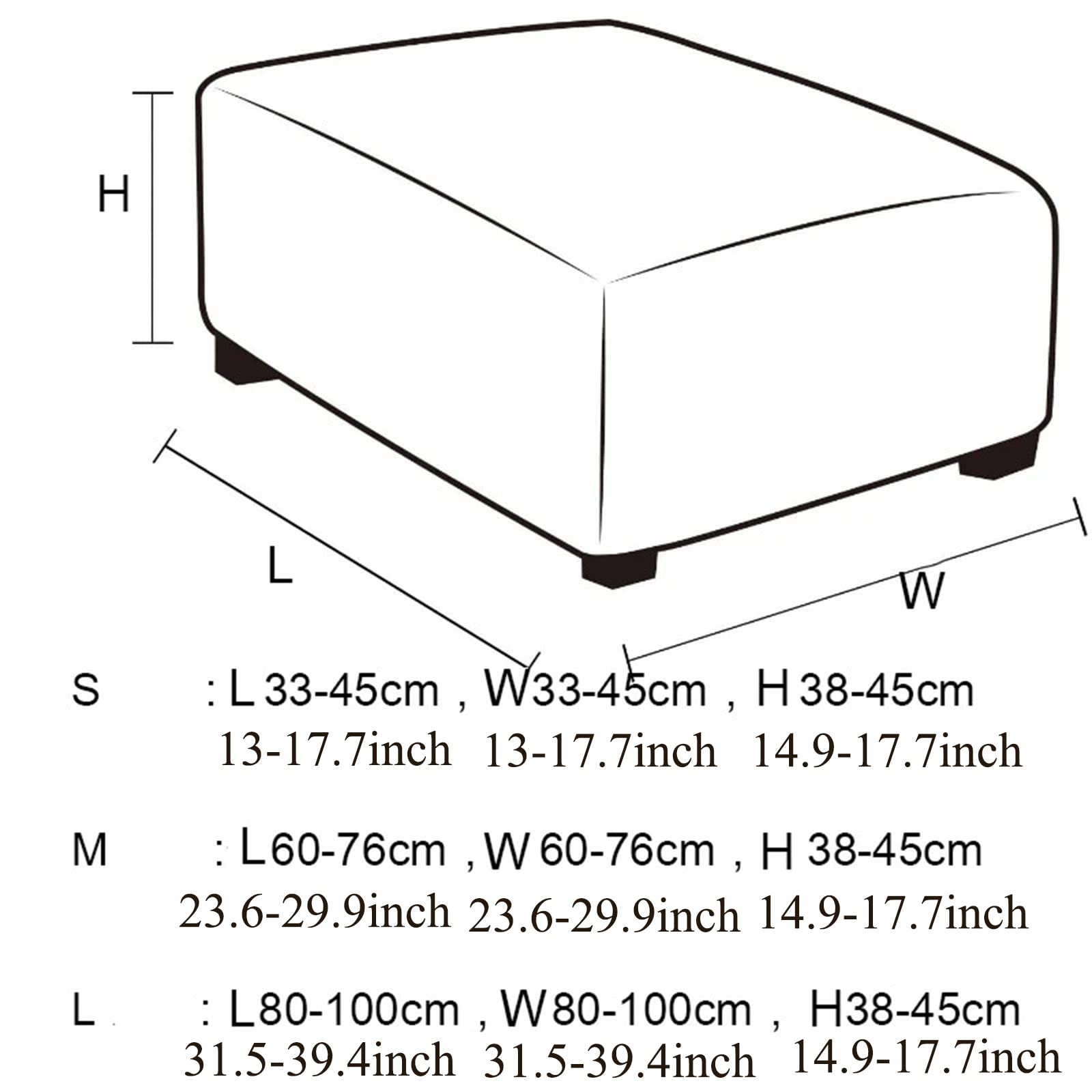 Funda Otomana Cuadrada de Tejido Funda de Reposapiés de Sofá, Suave Elástica Funda de Puff a Prueba de Polvo Retirable Lavable Funda de Reposapiés Adecuado para Sala de Estar