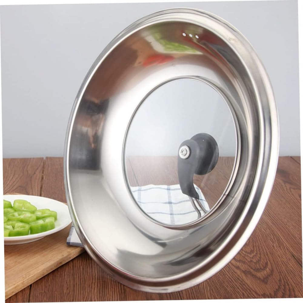 Coperchio per pentola in acciaio inox, contenitore in vetro con coperchio, in silicone, per arrostire, con coperchio, coperchio visivo per pentola, copertura visibile, straccio, plastica, 40 cm