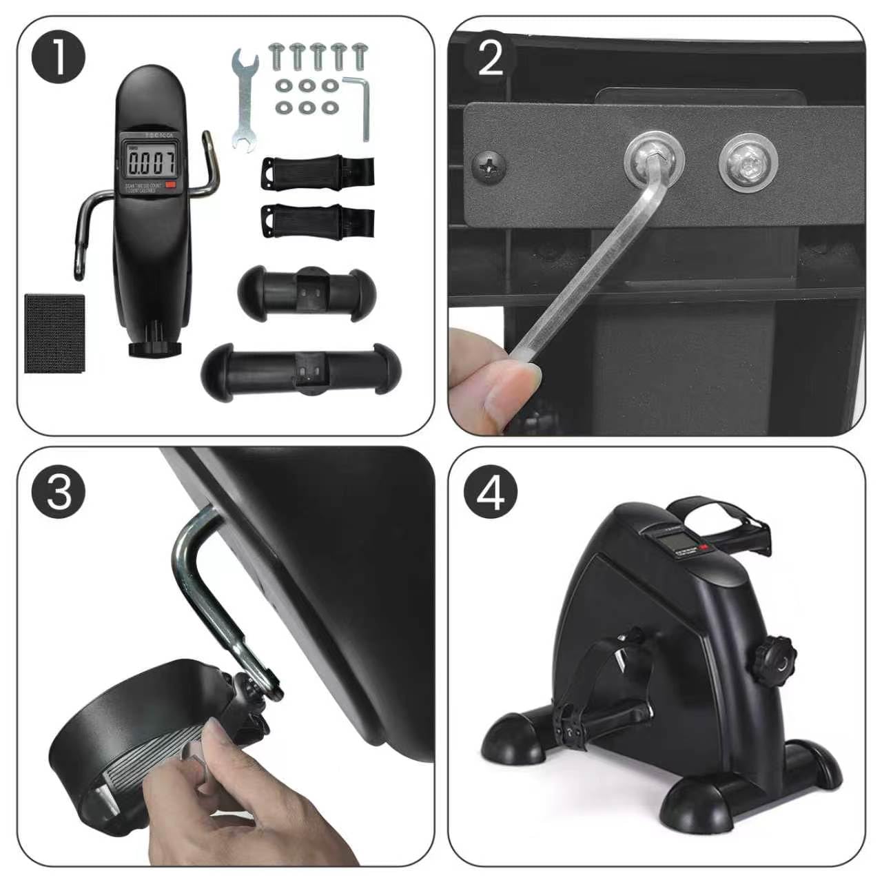 Pédales statiques pour personnes âgées, pour exercice de rééducation des jambes et des bras, pédalier compact, portable et facile à monter et à utiliser, mini vélo pour exercices (noir)