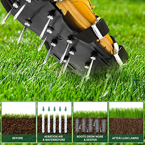 image for Wjiang Lawn Aerator Shoes for Grass, Lawn Aerator Shoes Heavy Duty Spi