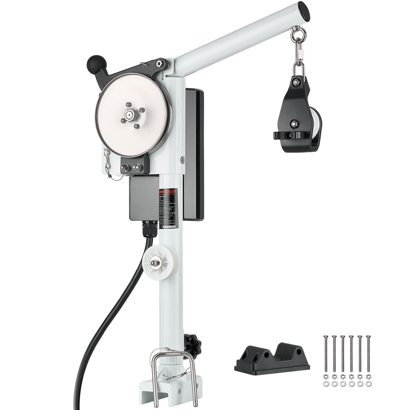 VEVOR Treuil de Pêche Bateau Électrique, 12 V CC 1200 W, Capacité de Levage 90 kg, Vitesse de Ligne 35 m/min, Rotation 360°, Résistant à la Corrosion, pour Levage de Piège à Crabes, Crevettes, Homards
