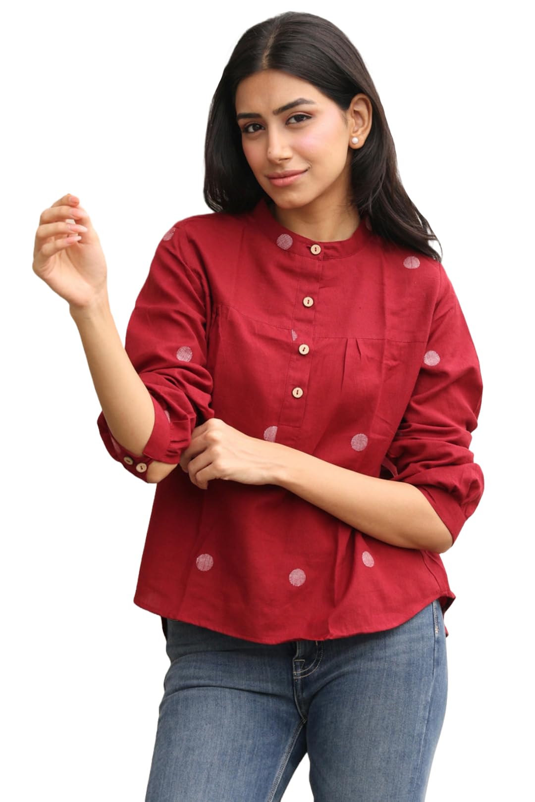 gosriki Tops for Women Printed Regular Fit Top|Tops for Women Stylish Latest|Perfect for Casual,and Everyday Outfits|Mandarin Collar Top-picture-56