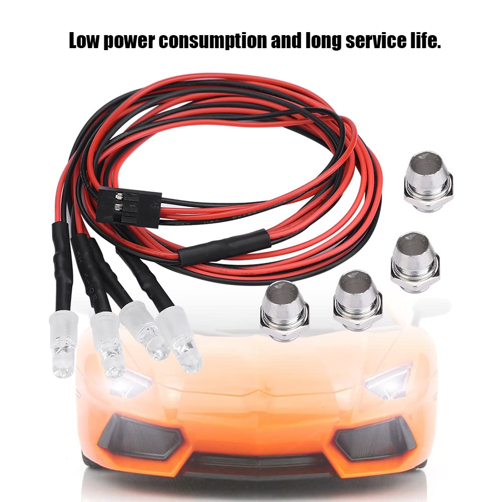RC Car LED Lights, 4 sztuki 5mm Reflektory Zestaw reflektorów tylnych do akcesoriów do samochodów ciężarowych 1/10 (13# Białe światło + czerwone światło)