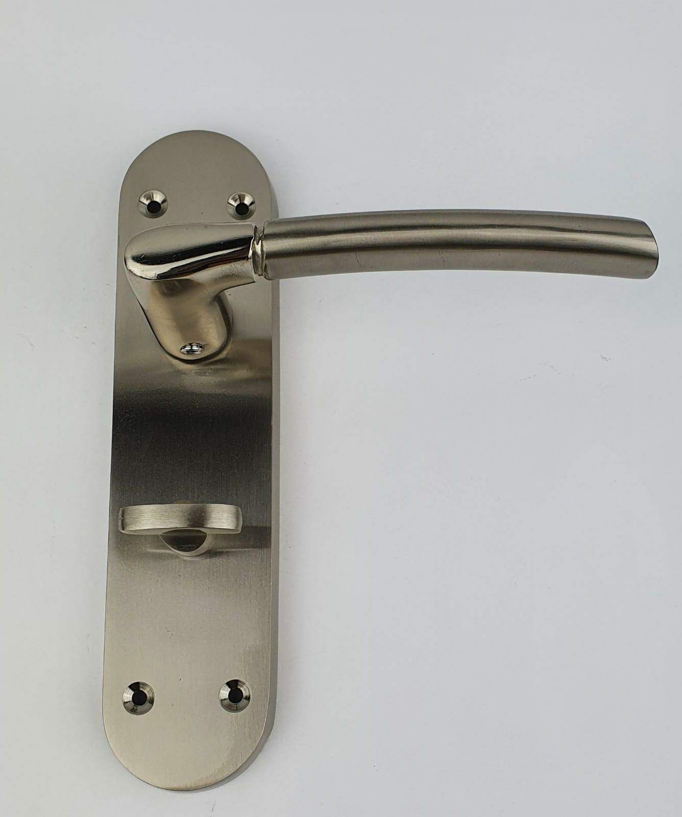 Jiyo.outdoor Duo ( Satin Nickel /Polished Nickel) Indiana Bathroom Door Handles On Backplate Duo Polished And Satin Stainless Steel Finish