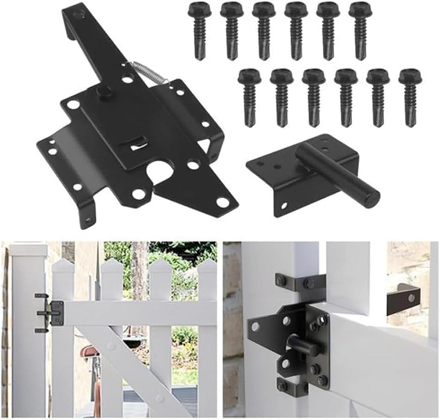 Heavy Duty Self Lock Double Fence Gate Latch for Outdoor Wooden and PVC Gate Locks Gate Hardware