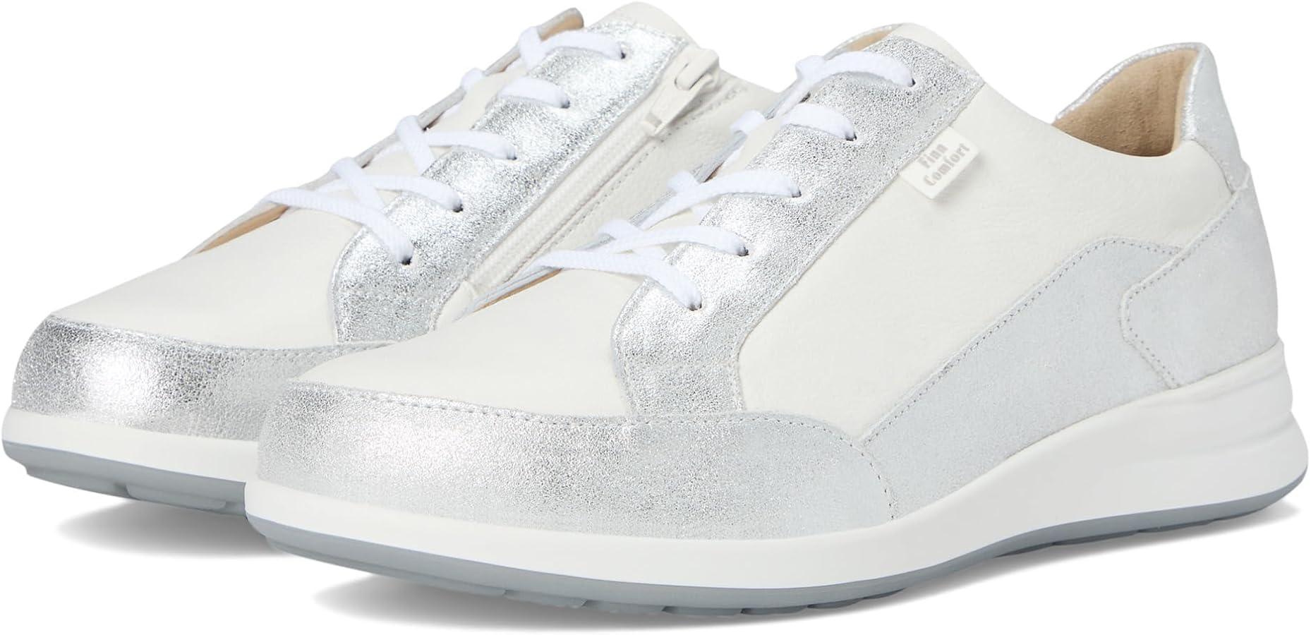 【美品】Finn Comfort ホワイト/シルバー スニーカー 25cm Amazon.com | Finn Comfort Women's Prato Silver/White 9 Medium