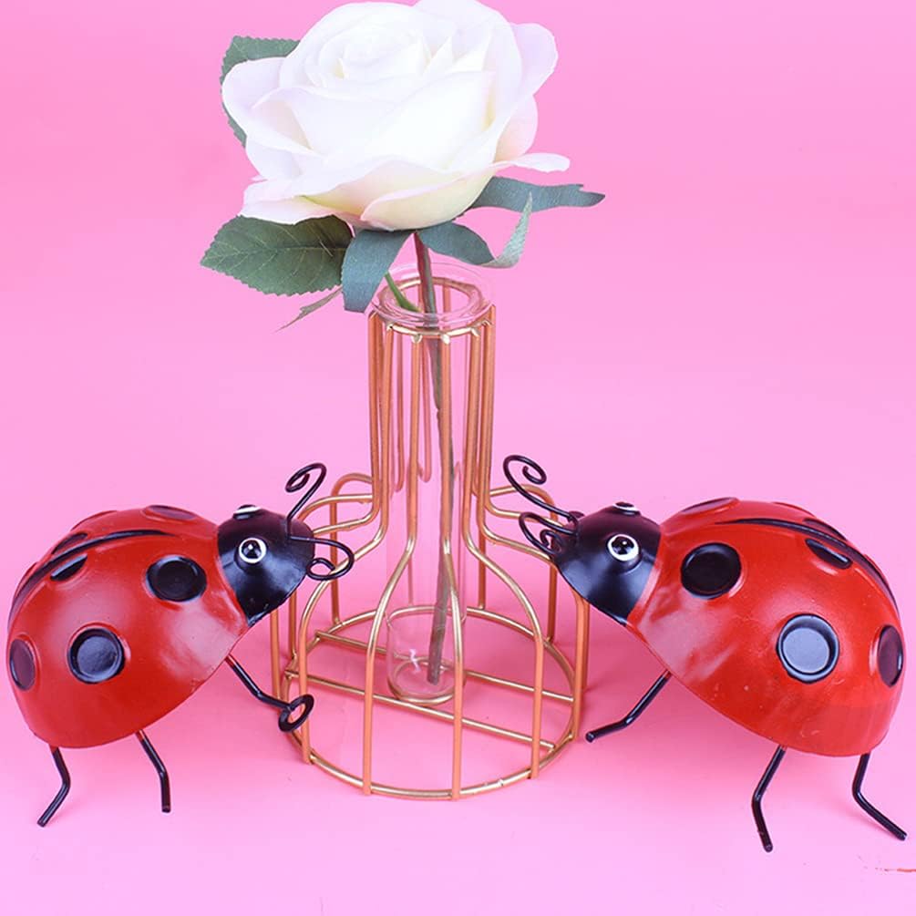 BESPORTBLE Garden Decor 4pcs Metal Ladybug Wall Decor Garden Ladybug Wall Art Sculpture Hanging Decorations for Living Room Bedroom Patio Yard Patio