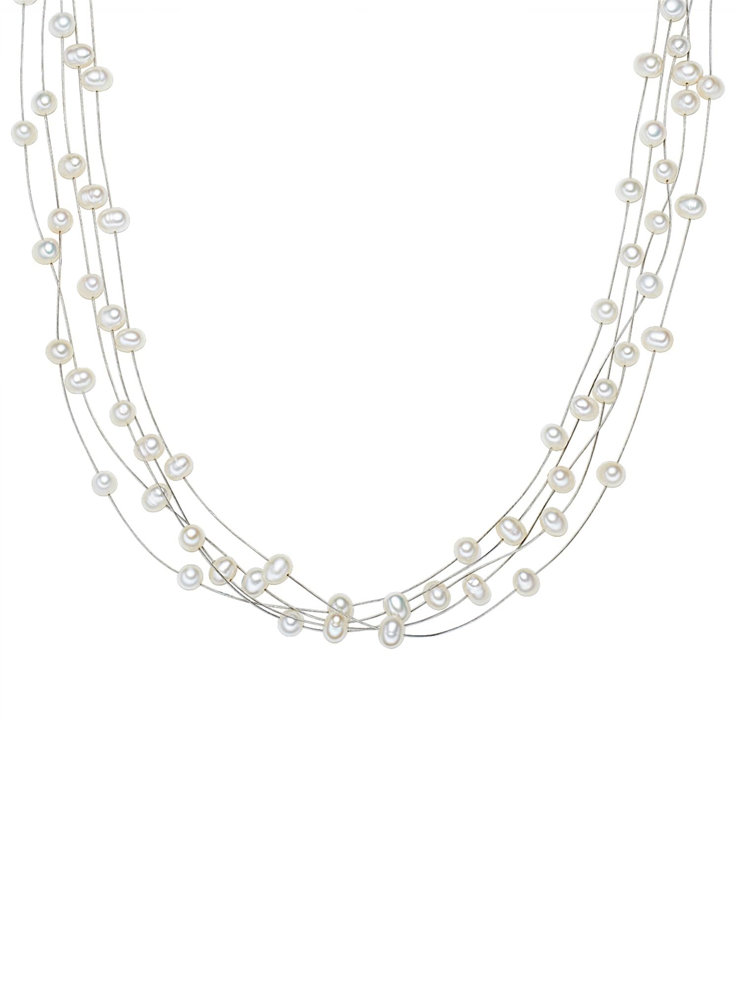 Witte zoetwater parelketting met echte barok parels - Zhen Zhu Witte zoetwater parelketting met echte barok parels - Zhen Zhu