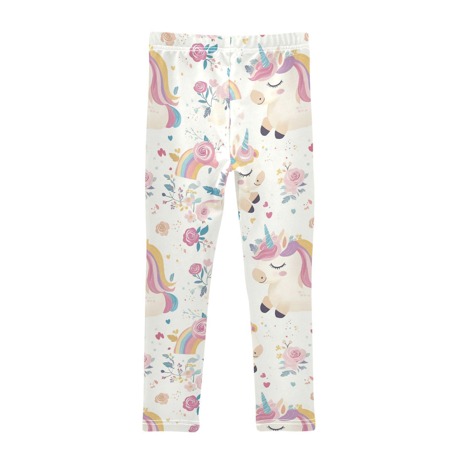 Cute Unicorn Girls' Leggings Toddler Doodles Rainbow Roses Kids Yoga Pants Dance Active Tights 7-8T