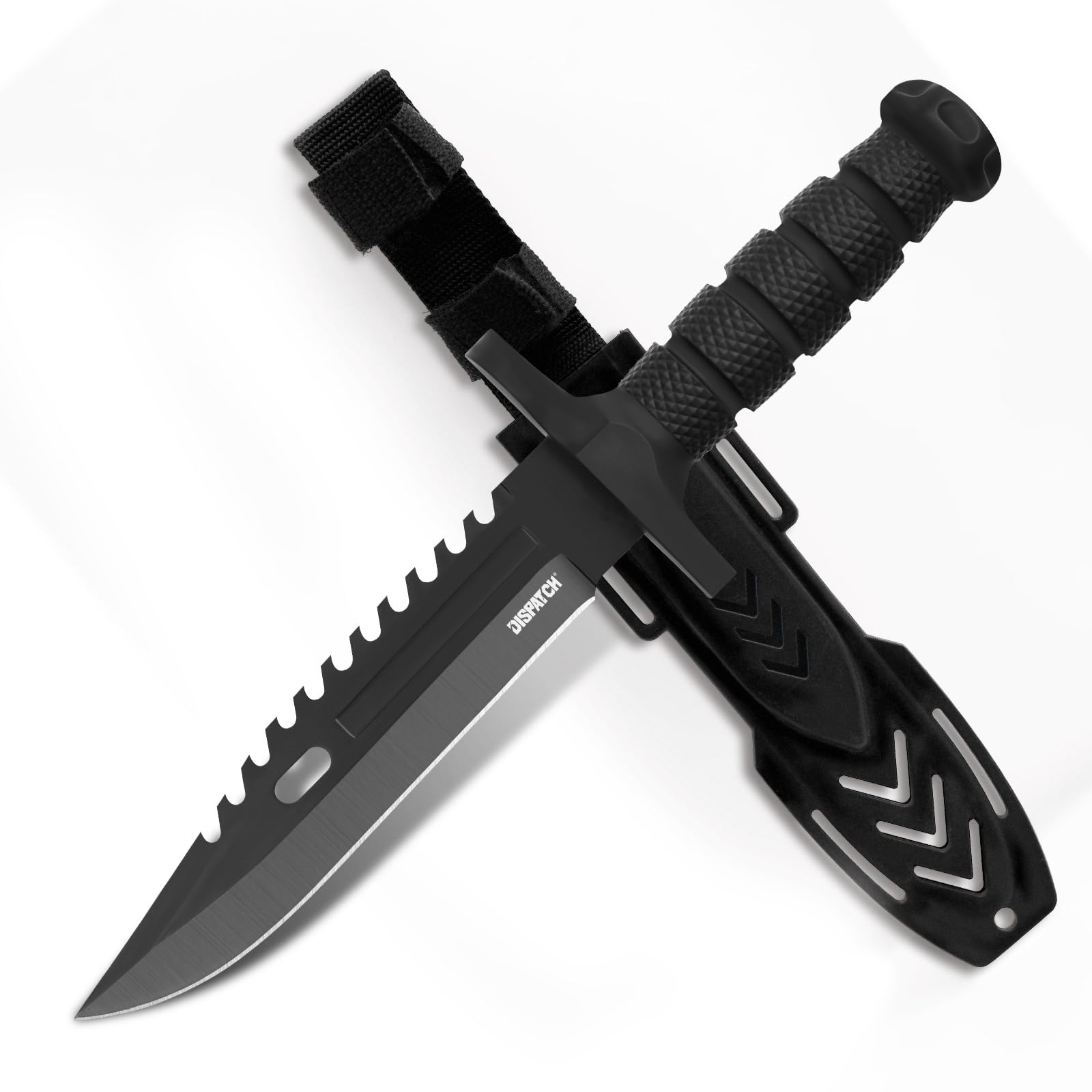 Dispatch Fixed Blade Hunting Knife with Sheath, 12-inch Survival Knives for Men Tactical Bowie Knife with Non-Slip Handle for Bushcraft, Outdoor Camping