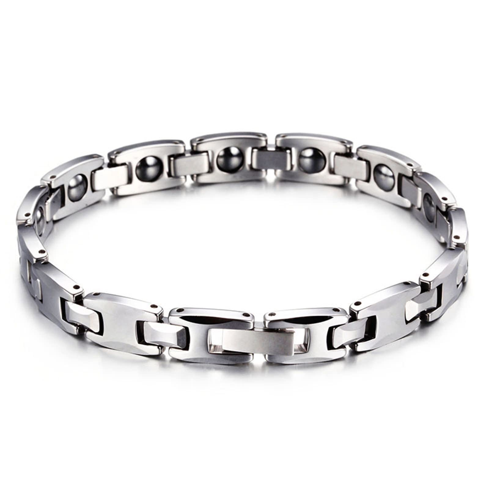 Herren Armbänder Edelstahl, Magnetarmband Edelstahl Kette Mann Silber als Geburtstagsgeschenke 205x10mm