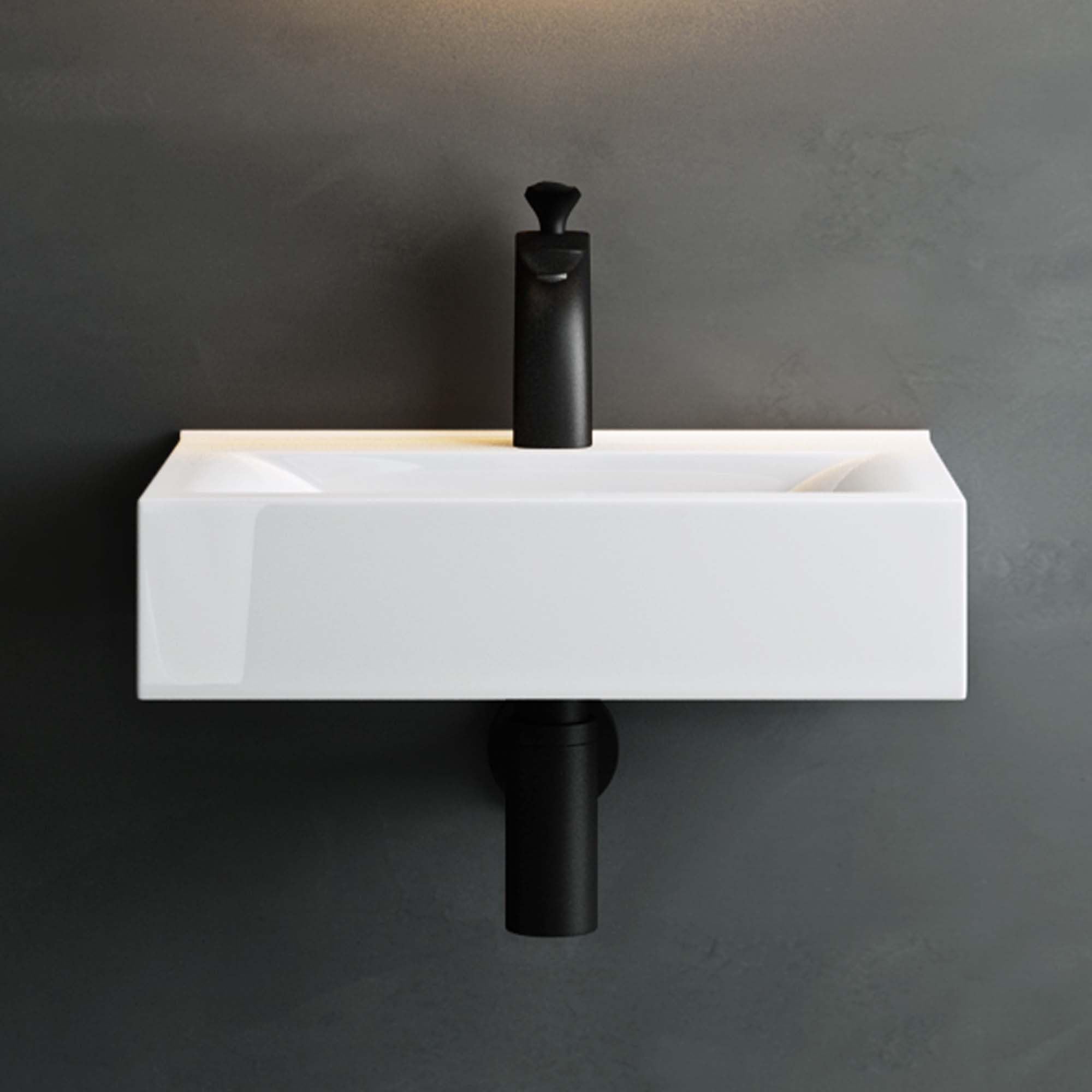 Mai & Mai Lavabo da Appoggio 45x30.5x10.5cm in Ceramica, Brüssel118C | Lavabo Bagno Sospeso Lavandino Bagno da Appoggio, Bianco