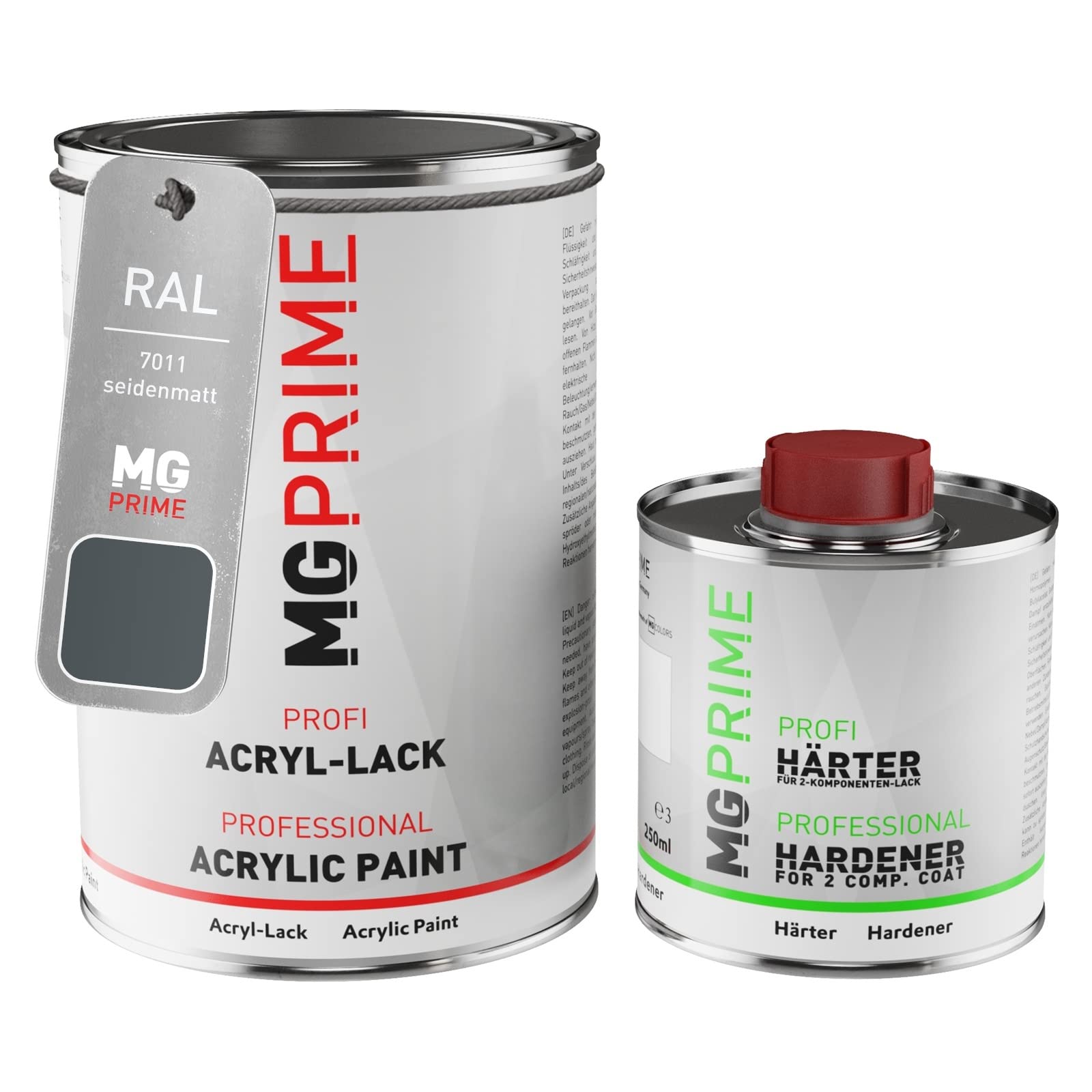 RAL 7011 Gris hierro satinado, bote de pintura acrílica + endurecedor 1,5 L